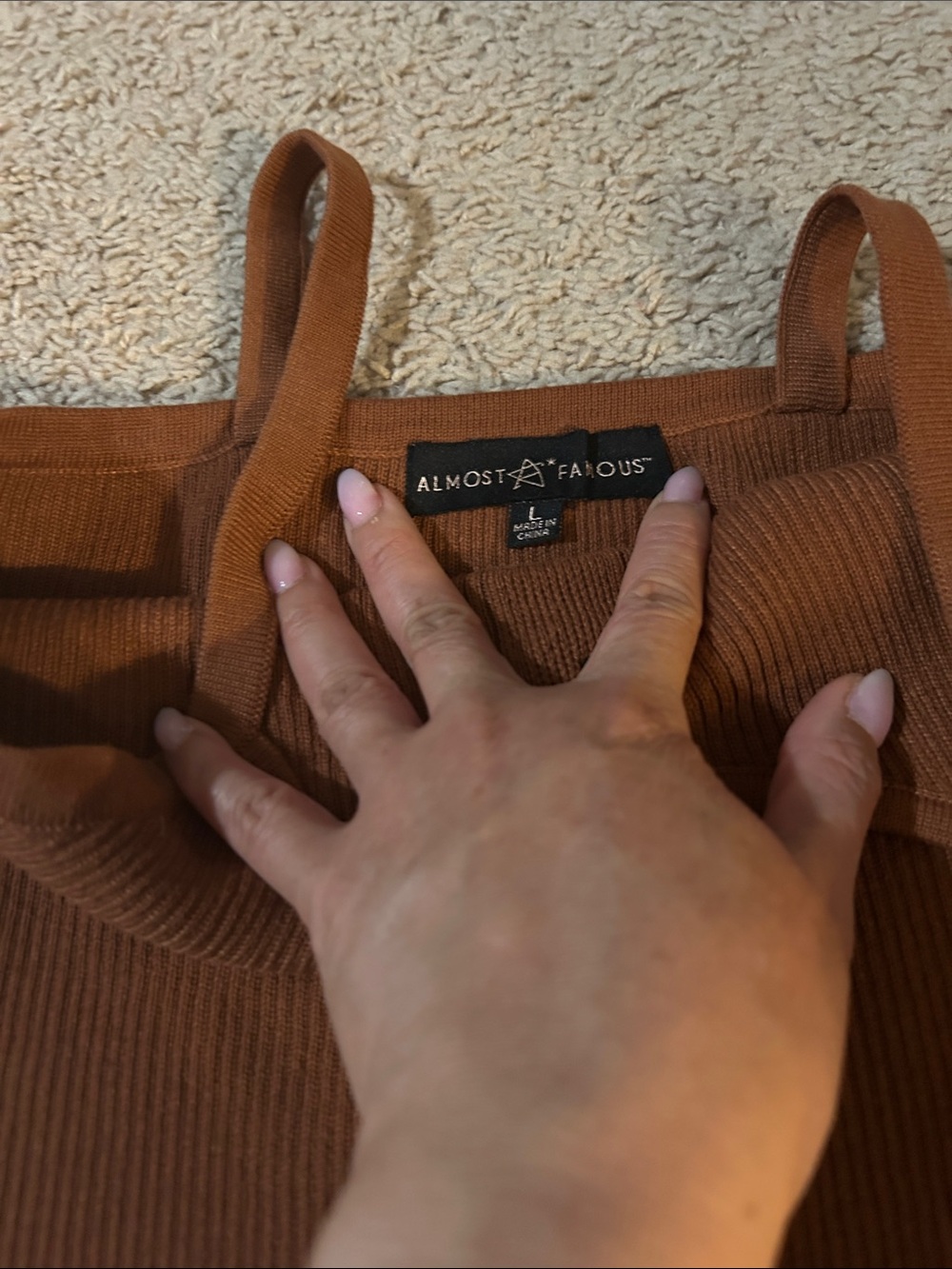 Almost Famous Rust Brown Ribbed Button-Front Cami - Picture 2 of 2